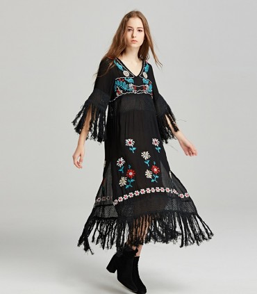 Embroidery midi dress