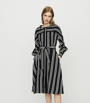 Black and white striped dress