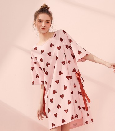 Heart printed shirt dress