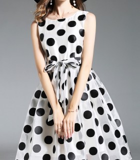 Black spot A-line dress