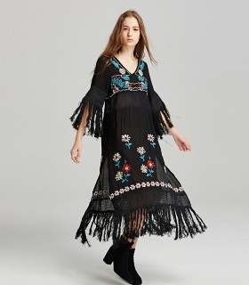 Embroidery midi dress