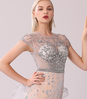 White pearl prom maxi dress